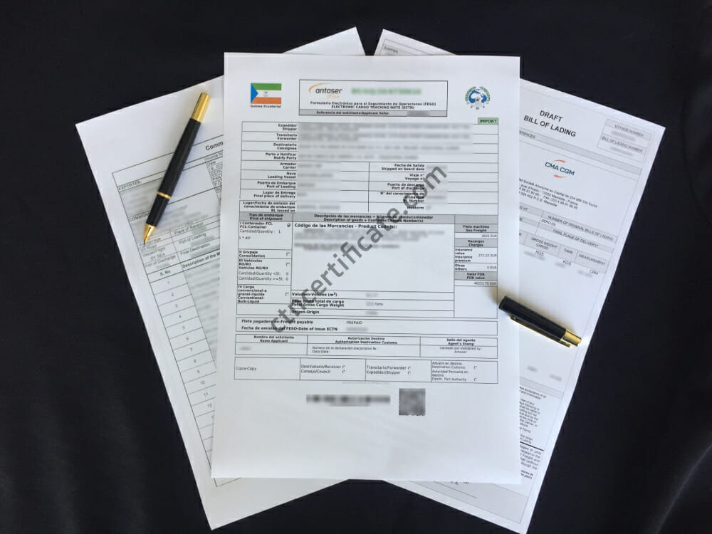 Equatorial Guinea ECTN certificate sample document